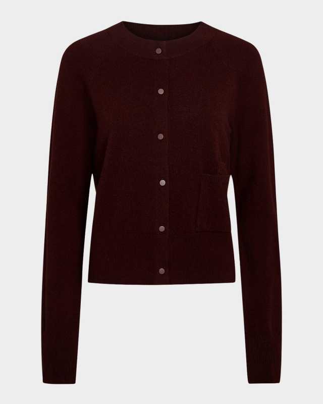 Velvet Trim Wool-Cashmere Cardigan